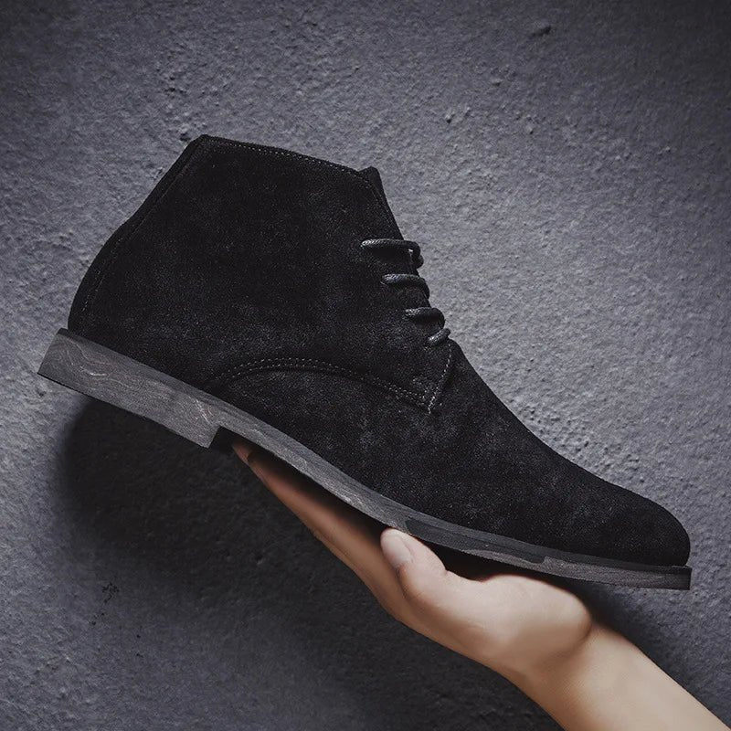 Men’s Genuine Suede Chelsea Boots with Rugged Rubber Sole