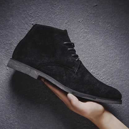 Men’s Genuine Suede Chelsea Boots with Rugged Rubber Sole