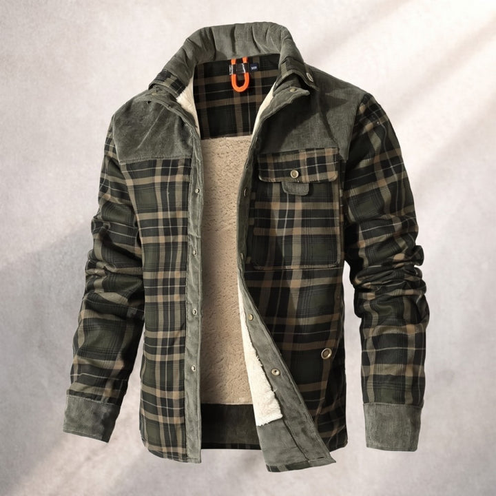 Men’s Sherpa-Lined Plaid Flannel Outdoor Jacket