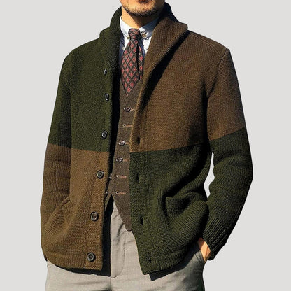 Men’s Wool-Knit Shawl Collar Button Cardigan Coat