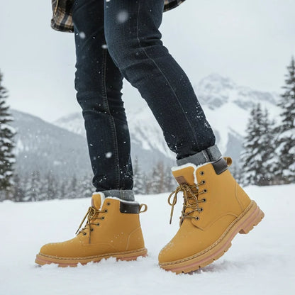 Men’s Fur-Lined Winter Snow Boots with Chunky Lug Sole