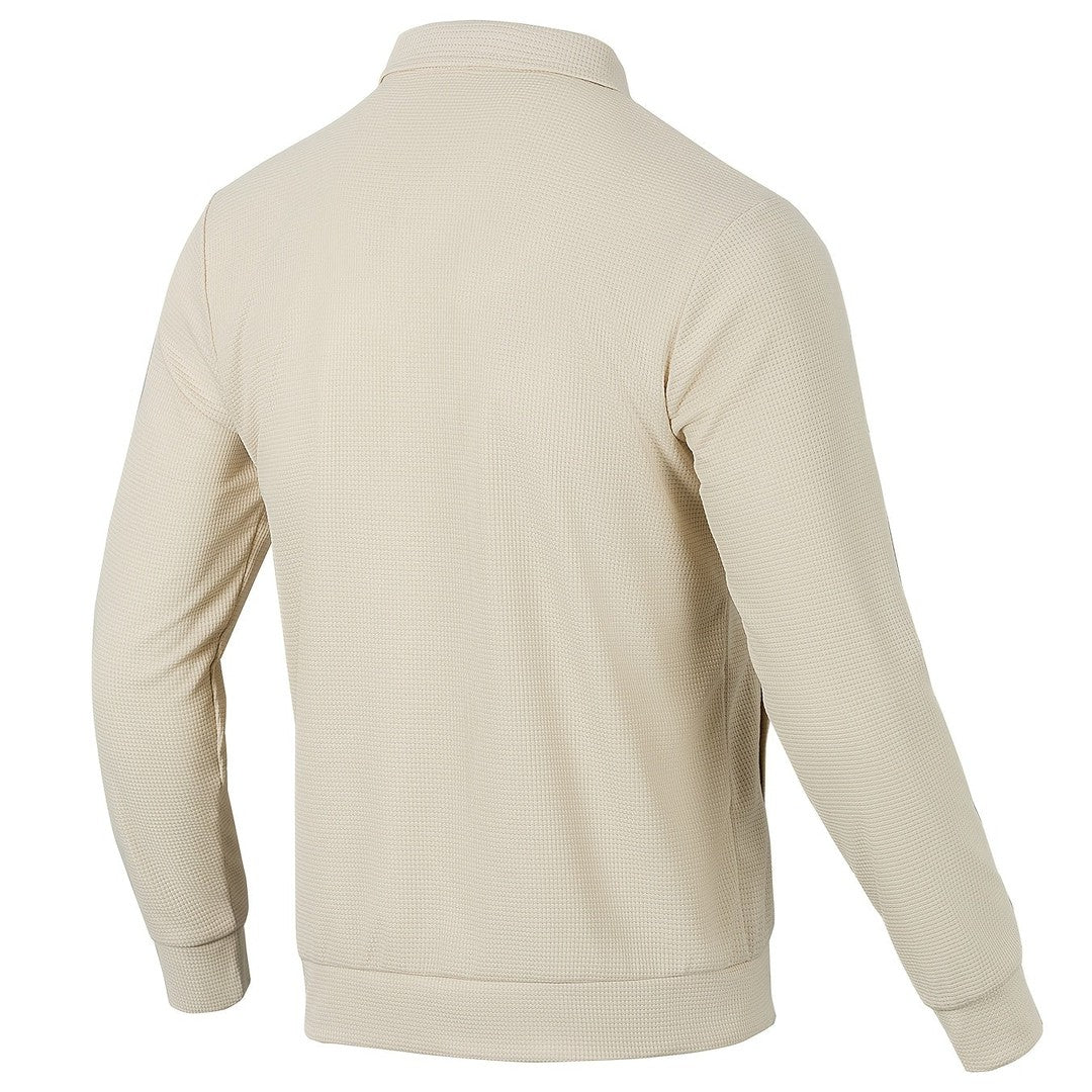 Men’s Textured Relaxed-Fit Lapel Button Jacket