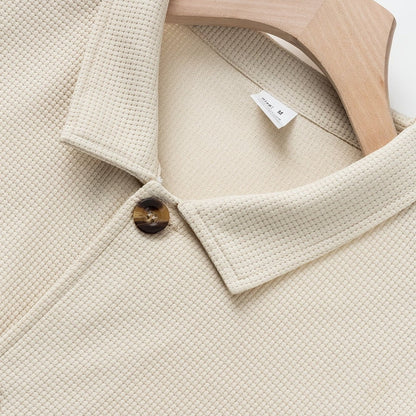 Men’s Textured Relaxed-Fit Lapel Button Jacket