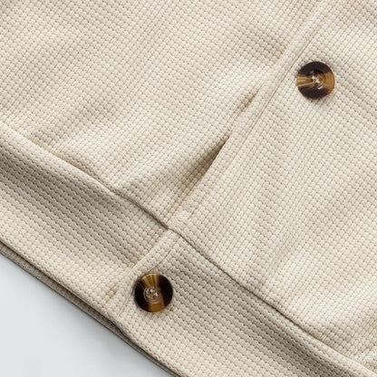 Men’s Textured Relaxed-Fit Lapel Button Jacket
