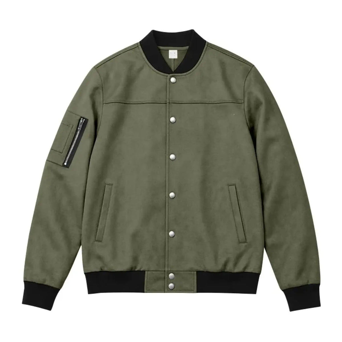 Men’s Suede-Texture Stand Collar Button-Up Jacket