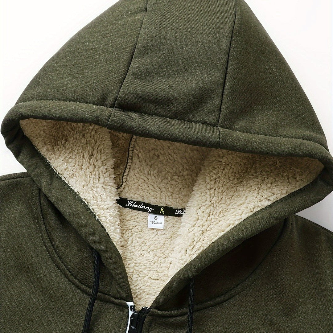 Men’s Plush-Lined Stretch Hooded Winter Jacket