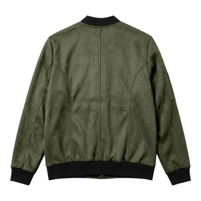 Men’s Suede-Texture Stand Collar Button-Up Jacket