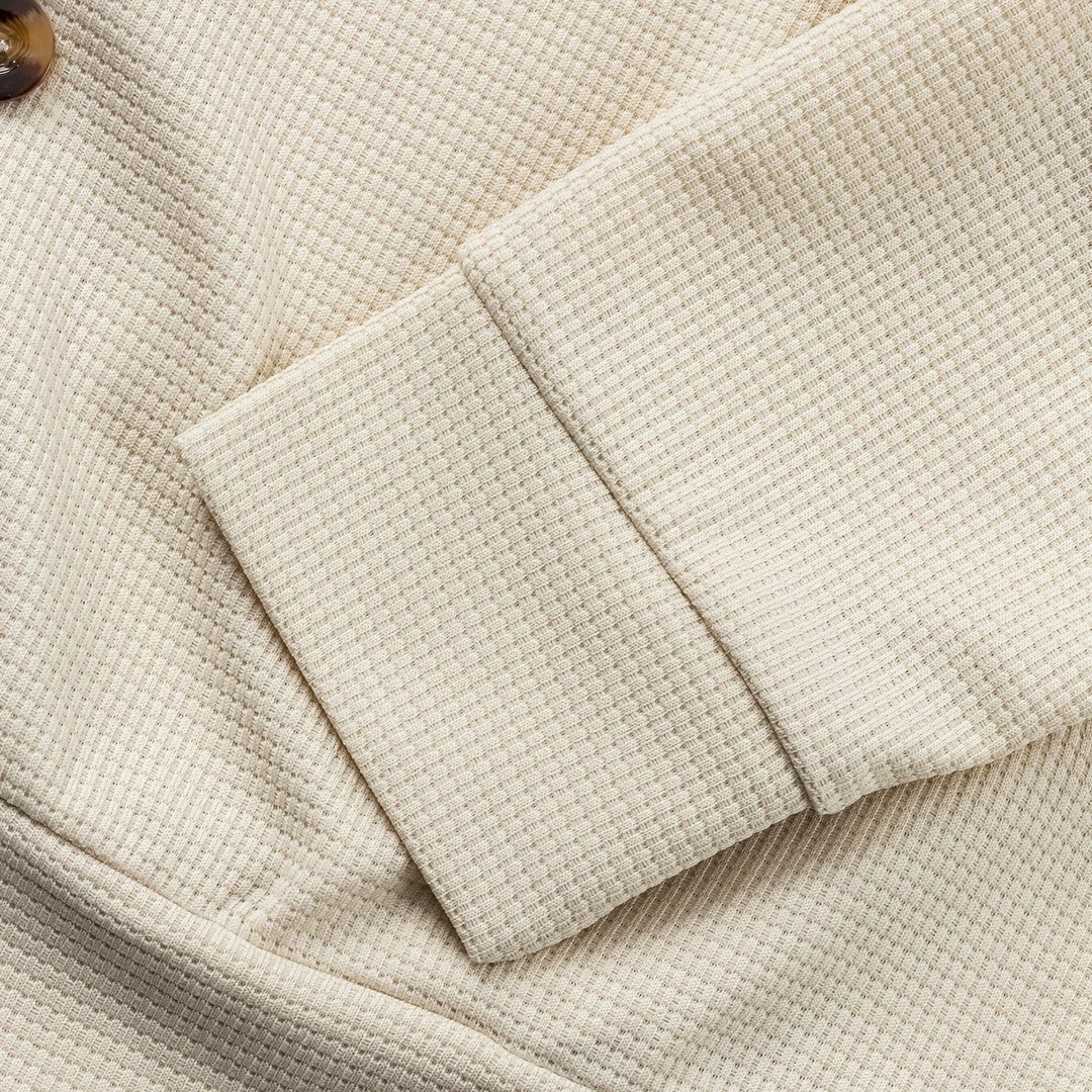 Men’s Textured Relaxed-Fit Lapel Button Jacket