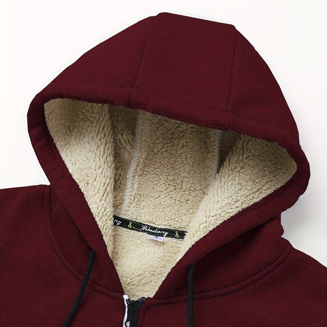 Men’s Plush-Lined Stretch Hooded Winter Jacket