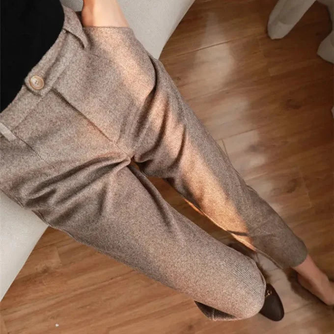 Men’s Tailored Herringbone Wool Trousers