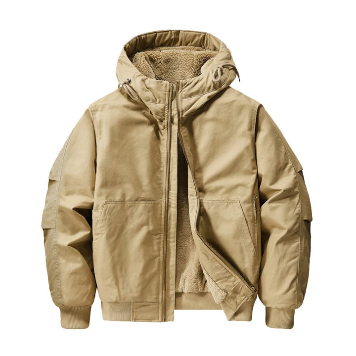 Men’s Cotton Fleece-Lined Hooded Bomber Jacket