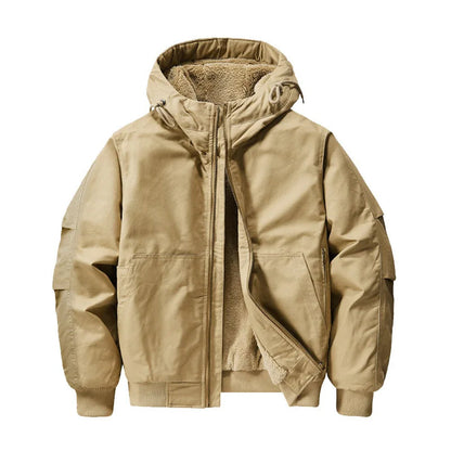 Men’s Cotton Fleece-Lined Hooded Bomber Jacket