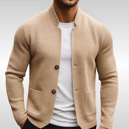 Men’s Modern Quilted Stand-Collar Two-Button Jacket