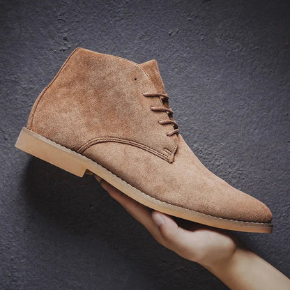 Men’s Genuine Suede Chelsea Boots with Rugged Rubber Sole