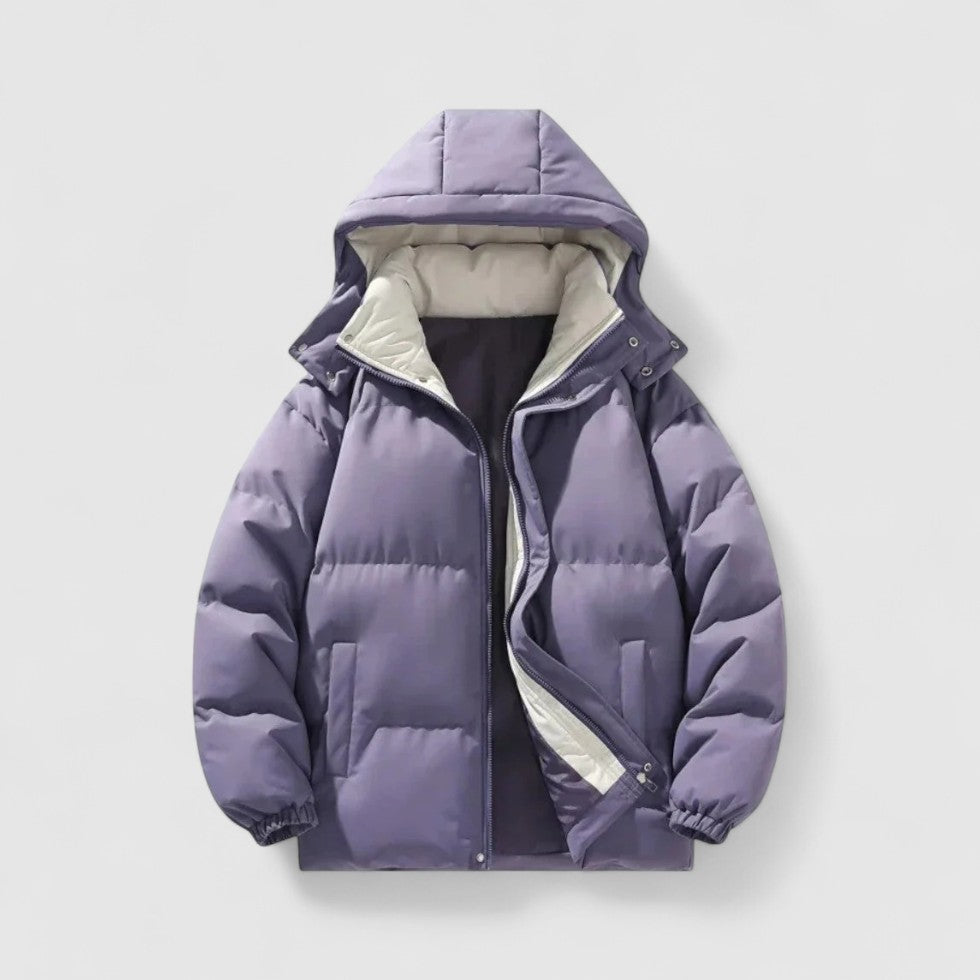 Men’s Quilted Hooded Puffer Jacket with Full-Zip Closure