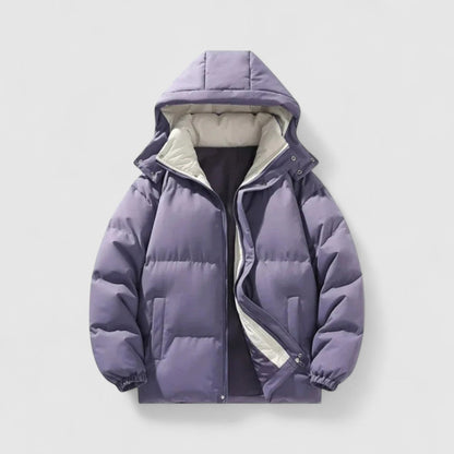 Men’s Quilted Hooded Puffer Jacket with Full-Zip Closure