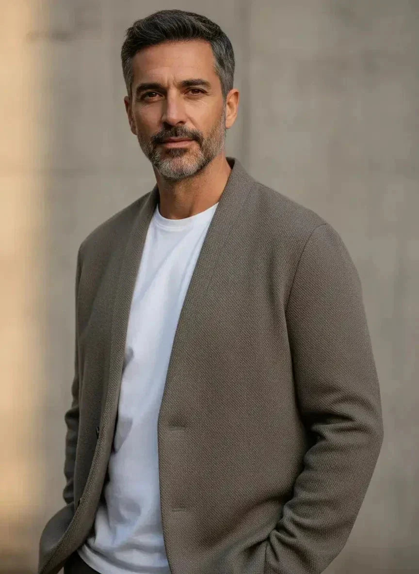 Men’s Relaxed Linen Blend Two-Button Blazer