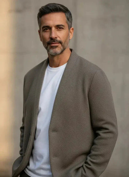 Men’s Relaxed Linen Blend Two-Button Blazer