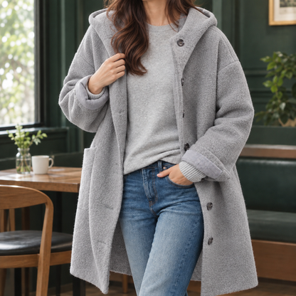 Relaxed Longline Hooded Wool-Blend Coat