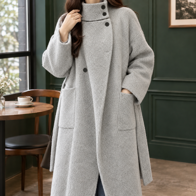 Women’s Longline Cashmere Wool Belted Coat