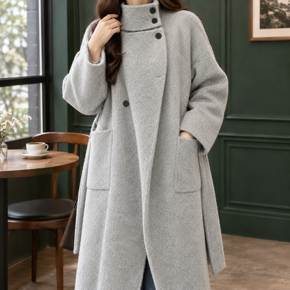 Women’s Longline Cashmere Wool Belted Coat