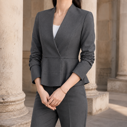 Women’s Wrap-Front Fitted Peplum Blazer