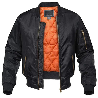 Men’s Contrast-Lined Quilted Zip Bomber Jacket