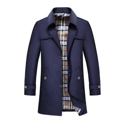 Men’s Double-Breasted Wind-Resistant Classic Trench Coat