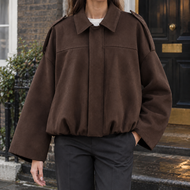 Women’s Relaxed Suede-Textured Batwing Jacket