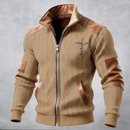 Men’s Insulated Stand-Collar Contrast-Trim Zip Jacket