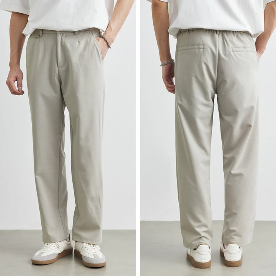 Men’s Relaxed Cotton-Linen Straight-Leg Trousers