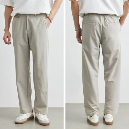 Men’s Relaxed Cotton-Linen Straight-Leg Trousers