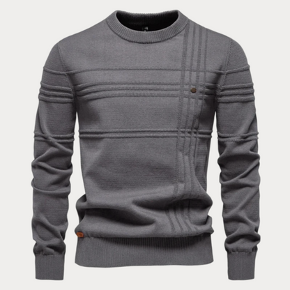 Men’s Contemporary Patterned Knit Crew Neck Pullover