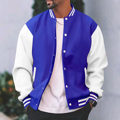 Men’s Color-Block Snap-Front Varsity Jacket