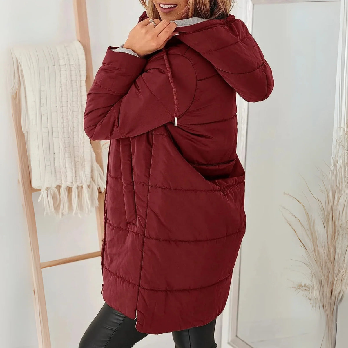 Women's Hooded Down-Filled Puffer Jacket for Winter