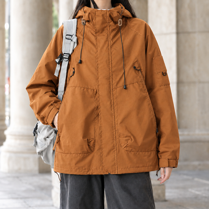 Women’s Relaxed Mid-Length Cotton-Blend Hooded Jacket