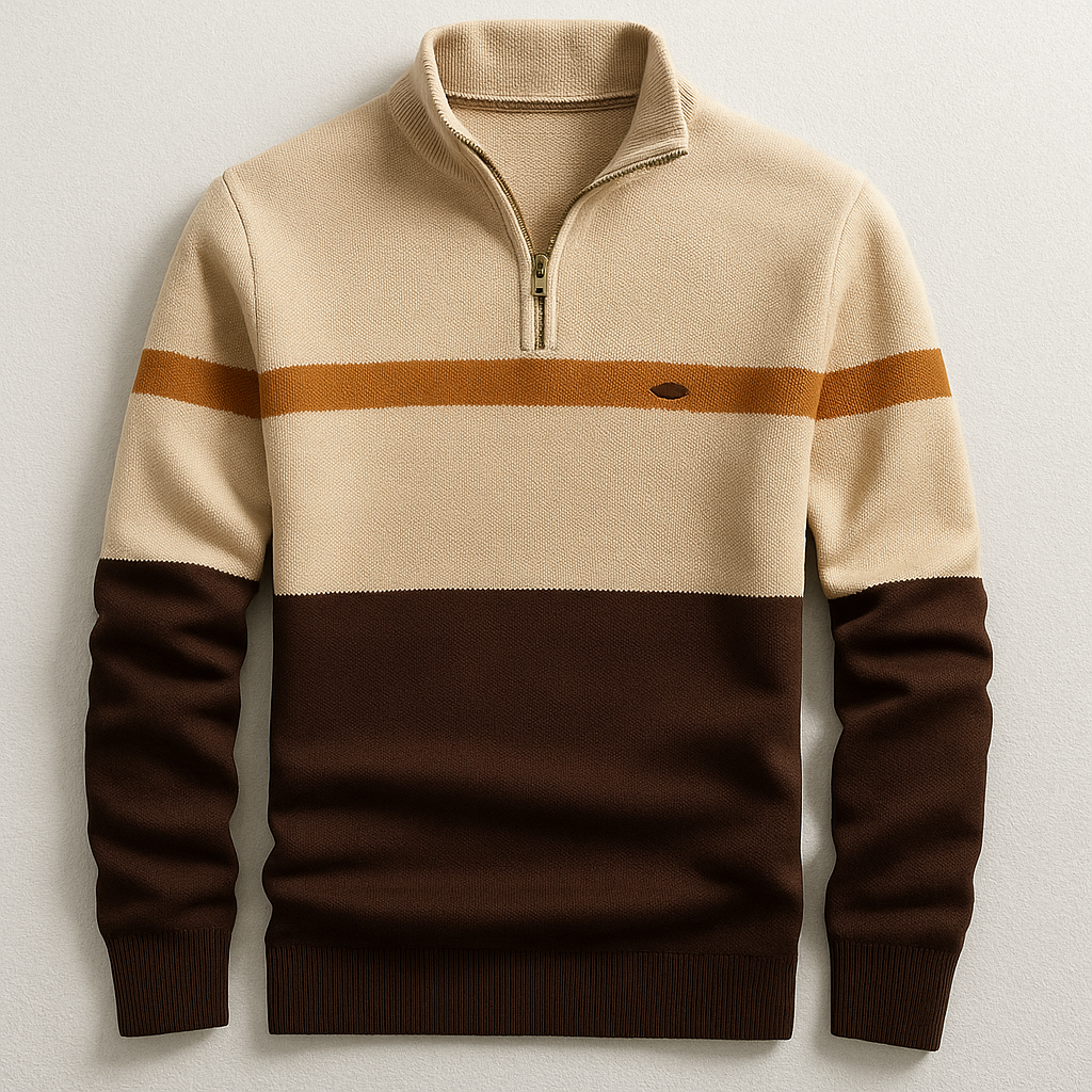 Men’s Tailored Cotton Quarter-Zip Mock Neck Sweater