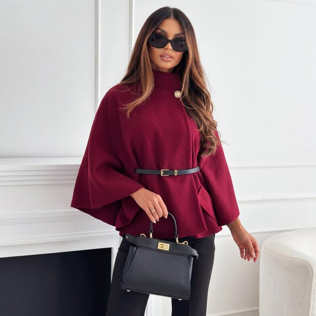 Women’s Wool Blend Batwing Sleeve Single-Breasted Jacket