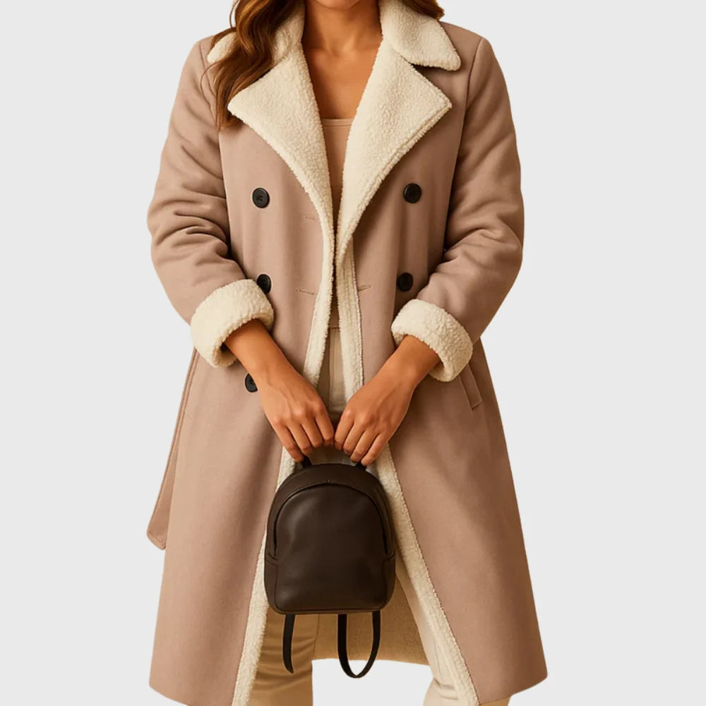 Women’s Long Quilted Winter Coat with Secure Zip and Button Closure