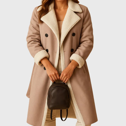 Women’s Long Quilted Winter Coat with Secure Zip and Button Closure