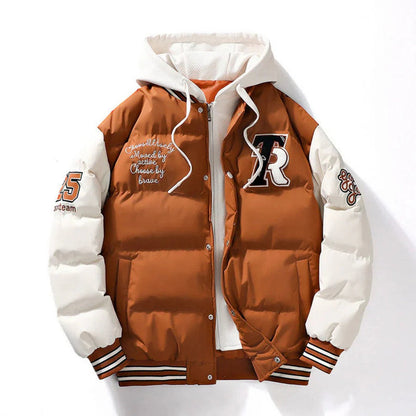 Men’s Hooded Quilted Collegiate Puffer Jacket