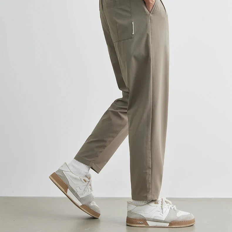 Men’s Tailored Stretch Performance Trousers with Drawstring Waist