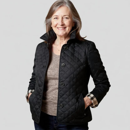 Women's Lightweight Quilted Jacket with Classic Lapel Collar