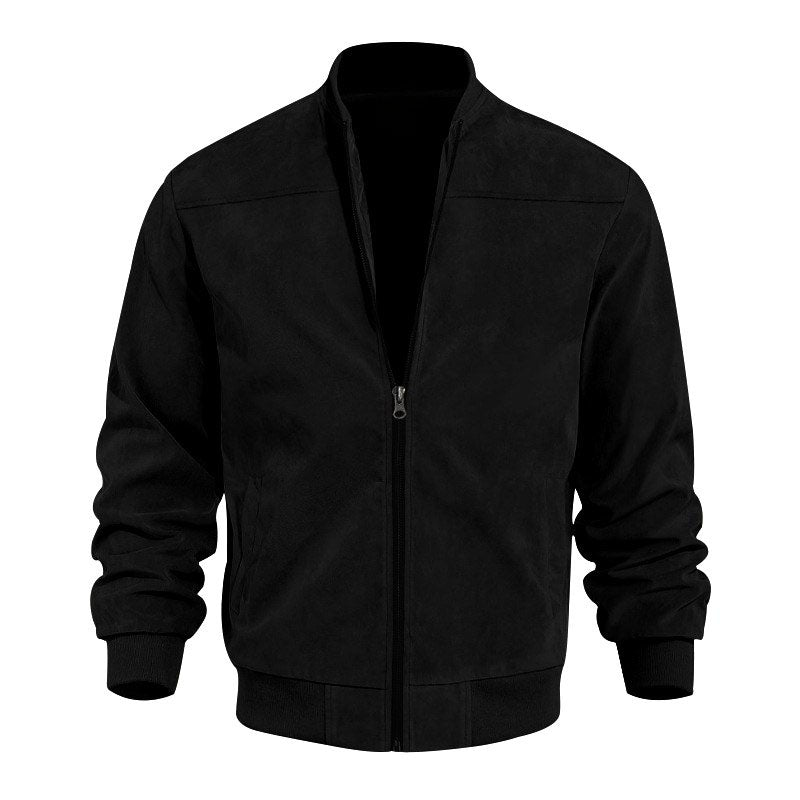Men’s Lightweight Suede-Style Stand Collar Jacket