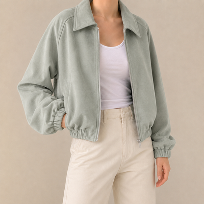 Women’s Cropped Faux Suede Oversized Jacket