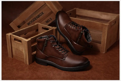 Men’s Business Winter Boots with Round Toe and Medium Heel
