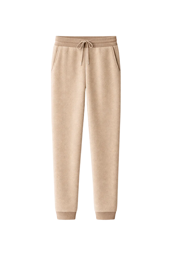 Men’s Wool Herringbone Trousers with Relaxed Tapered Fit