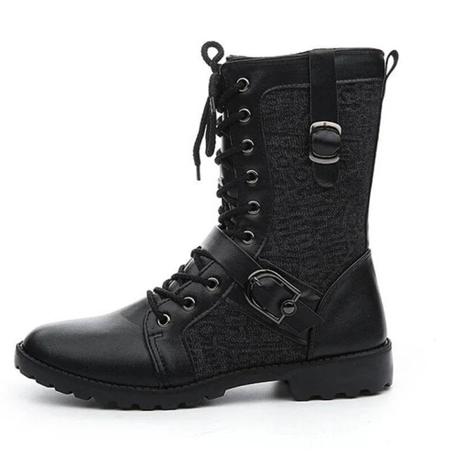 Men’s Rugged Lace-Up Boots with Adjustable Buckle Detail