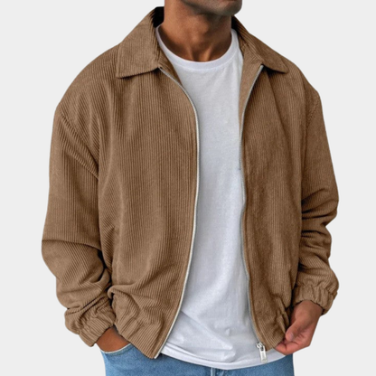 Men’s Textured Relaxed-Fit Full-Zip Collared Jacket