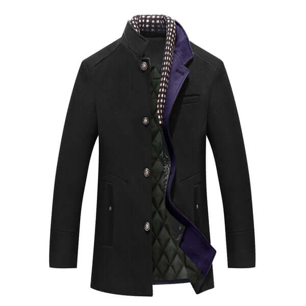 Men’s Structured High-Collar Double-Breasted Winter Coat